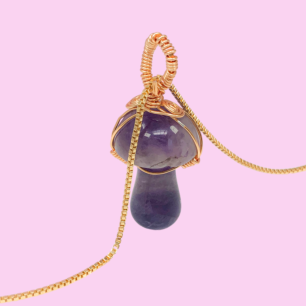 Amethyst Magic Mushroom Necklace