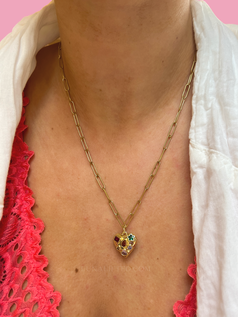 Bejeweled Heart Necklace
