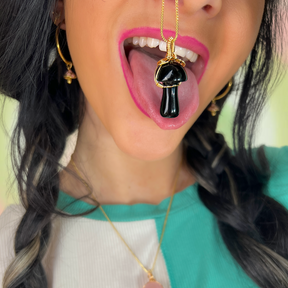 Black Onyx Magic Mushroom Necklace