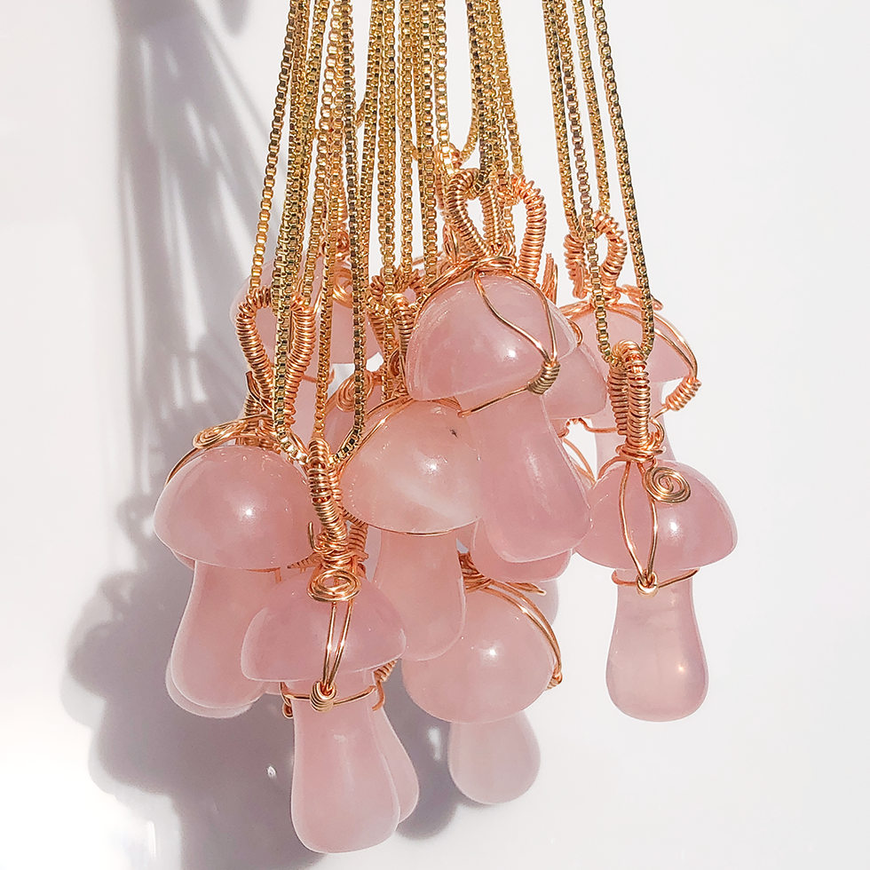 Rose Quartz Magic Mushroom Necklace