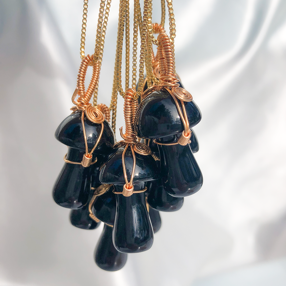 Black Onyx Magic Mushroom Necklace