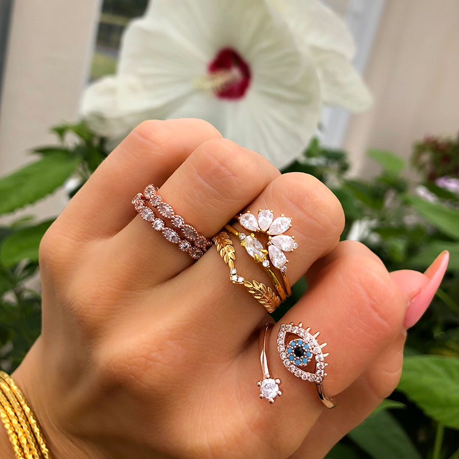 Diamond Gold Evil Eye Ring / Handmade Gold Evil Eye Ring / 14k & 18k G –  IKE JEWELRY