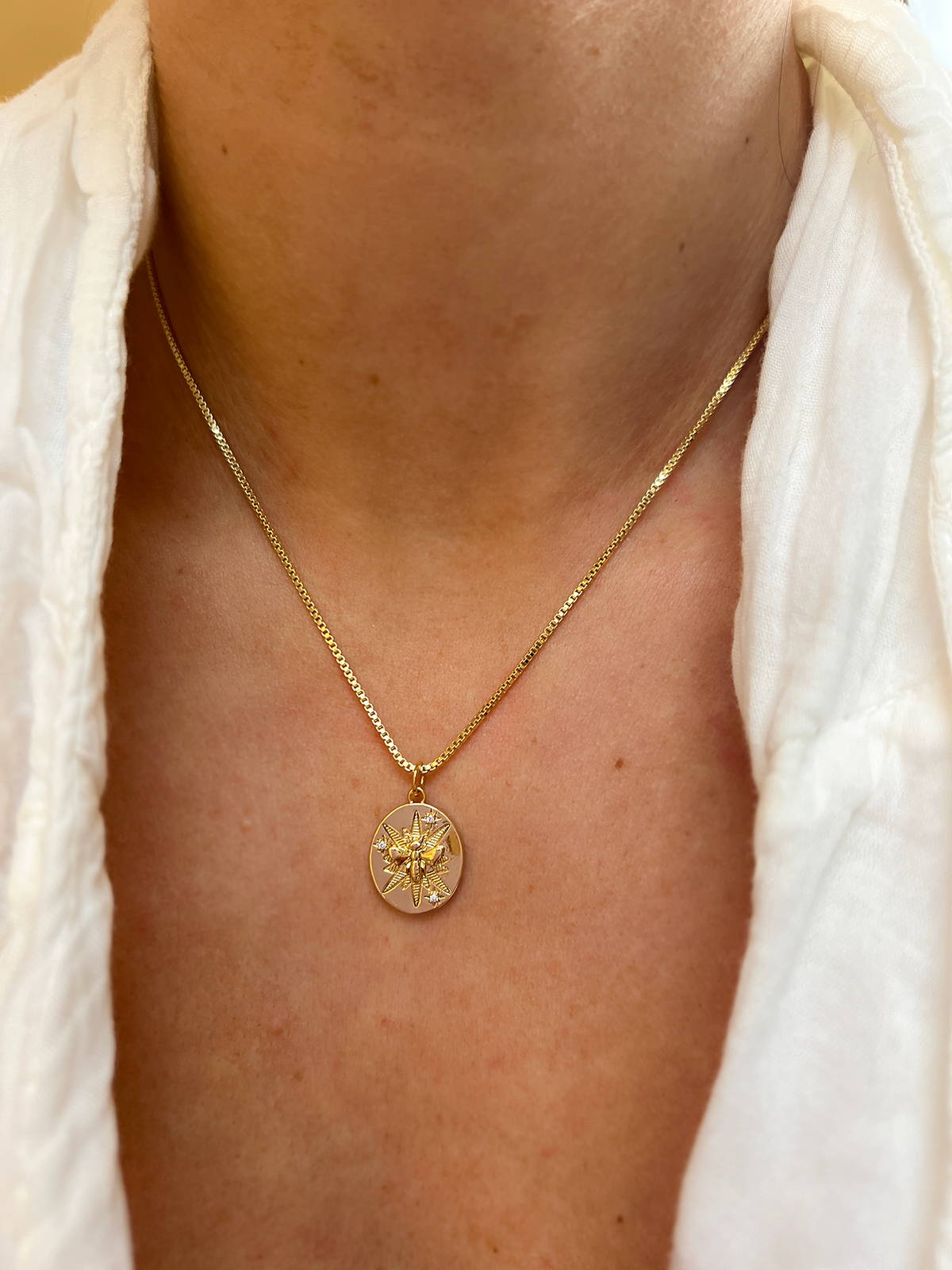 Sacred Bee Coin Necklace
