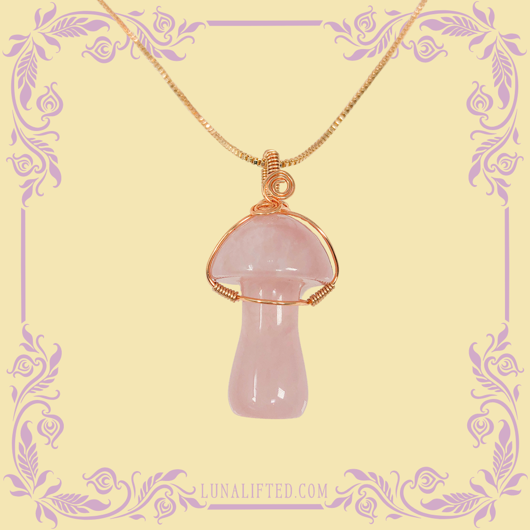 Rose Quartz Magic Mushroom Necklace