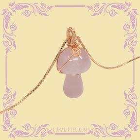 Rose Quartz Magic Mushroom Necklace