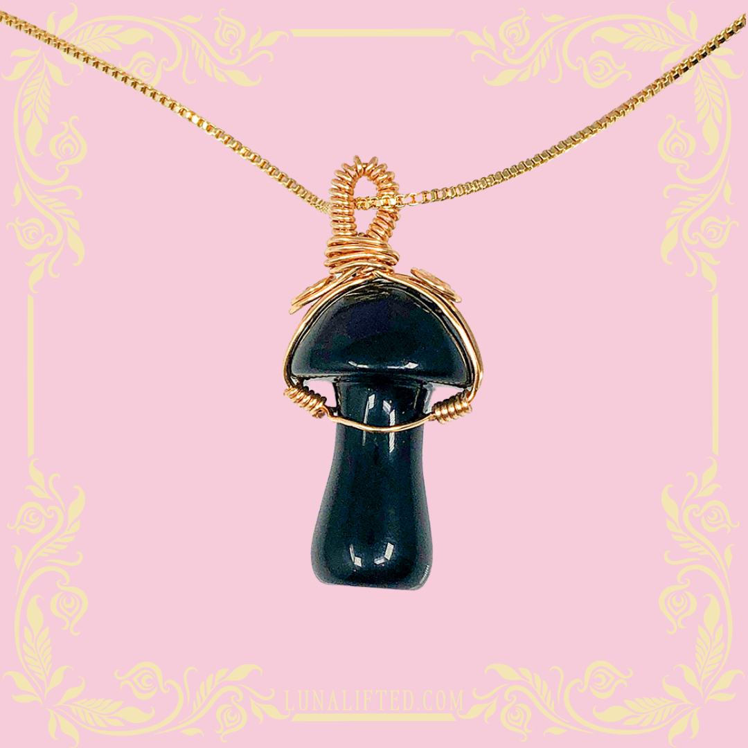 Black Onyx Magic Mushroom Necklace